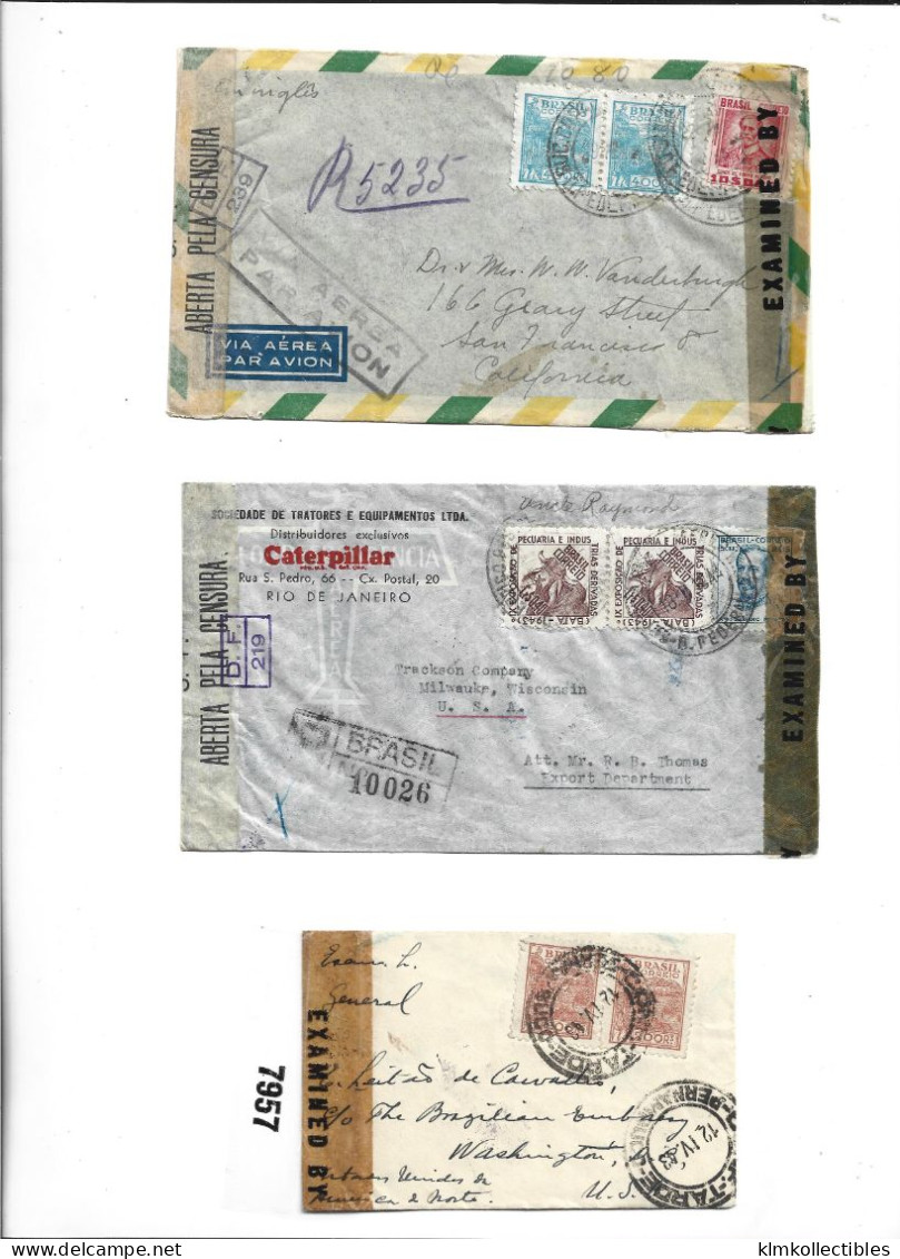 BRAZIL BRASIL - POSTAL HISTORY LOT - CENSORED AIRMAIL - Sonstige & Ohne Zuordnung