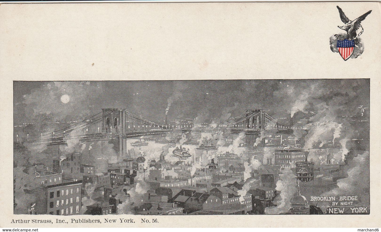 New York Brooklyn Bridge By Night Authorized By Act Of Congress May 19-1898 (arthur Strauss) - Brooklyn