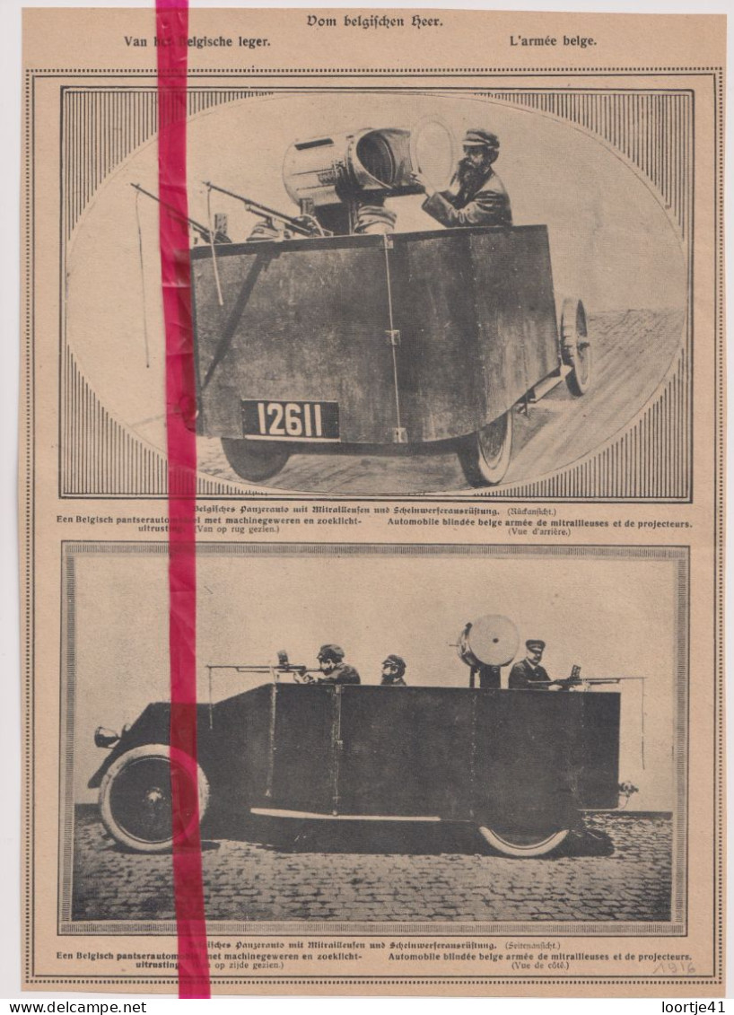 Oorlog 14/18 - Belgisch Pantser Automobiel, L'armée Belge  - Orig. Knipsel Coupure Tijdschrift Magazine - 1916 - 1914-18