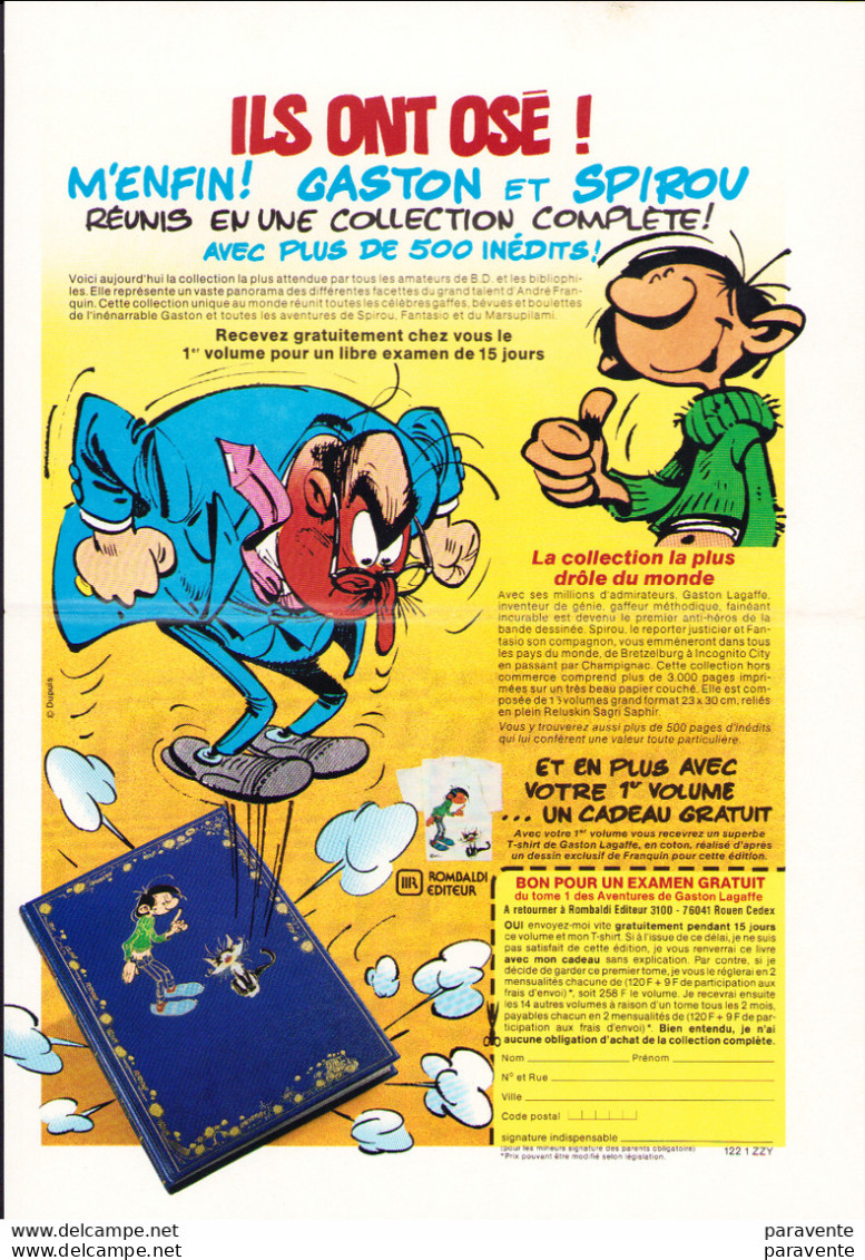 GASTON LAGAFFE Flyer Edition ROMBALDI Pour TOUT GASTON - Franquin