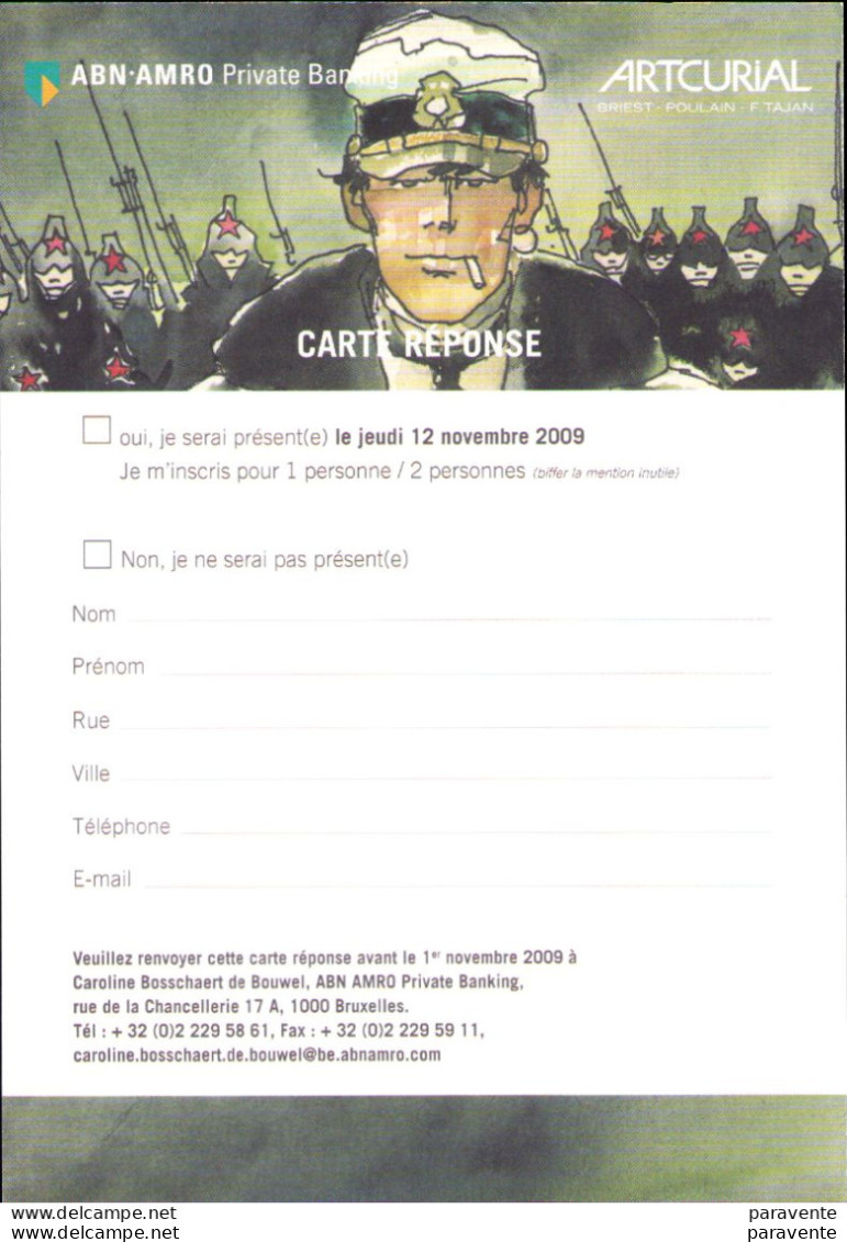 PRATT : Carte Réponse ARTCURIAL 2009 - Postcards