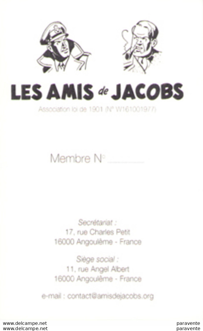 JACOBS : Carte Adherent Club LES AMIS DE JACOB 2013 - Tarjetas Postales