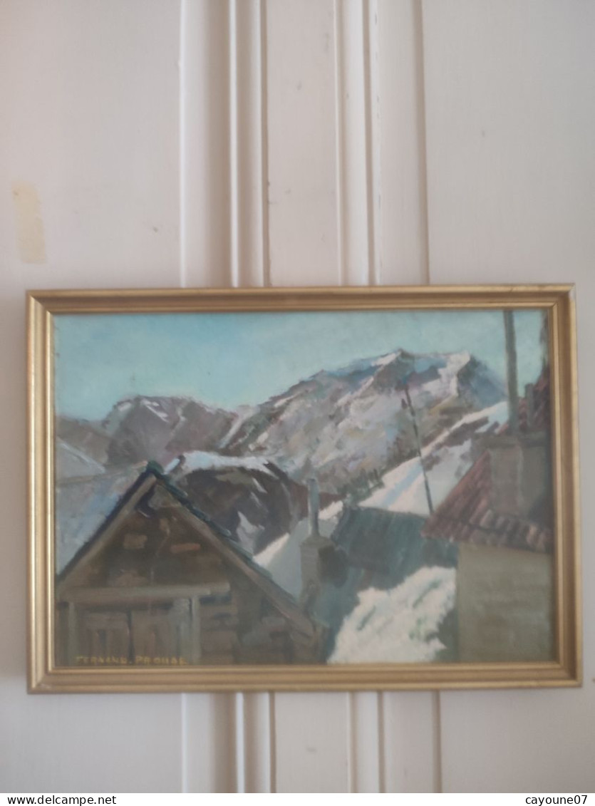 Fernand PROUST (XXeme) Huile Sur Isorel "Alpes D'Huez"  Mars 1961 - Olieverf