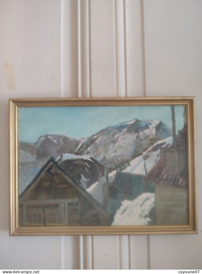 Fernand PROUST (XXeme) Huile Sur Isorel "Alpes D'Huez"  Mars 1961 - Oils