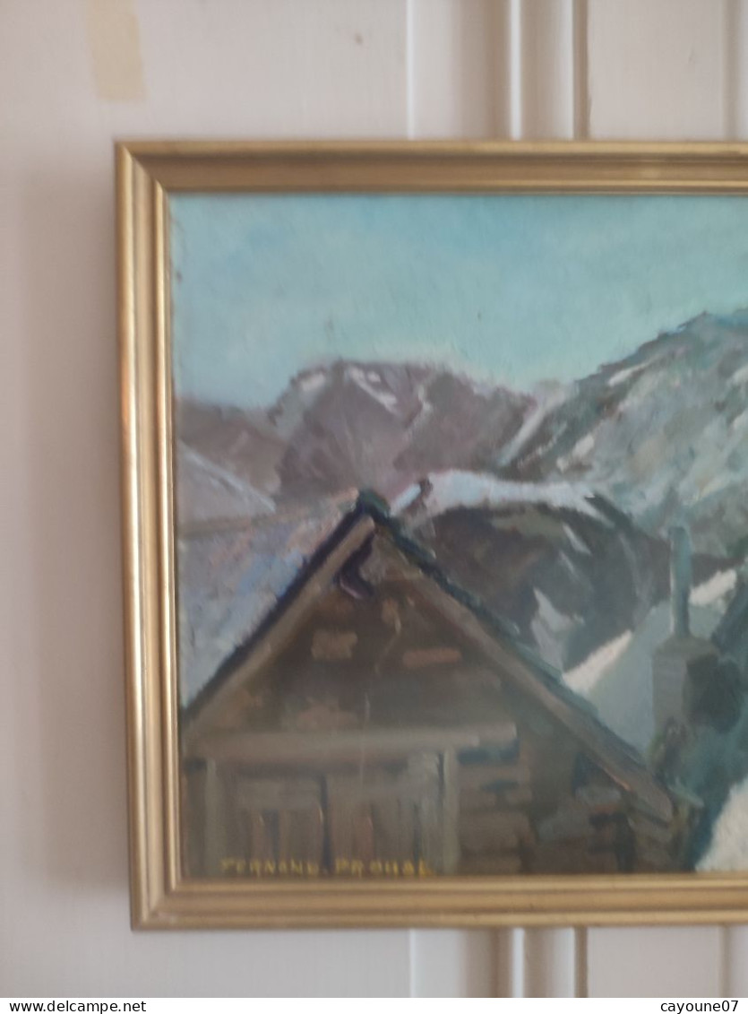 Fernand PROUST (XXeme) Huile Sur Isorel "Alpes D'Huez"  Mars 1961 - Olieverf