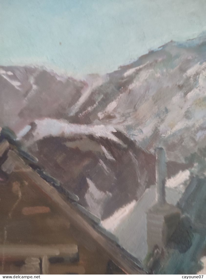 Fernand PROUST (XXeme) huile sur isorel "Alpes d'Huez"  mars 1961