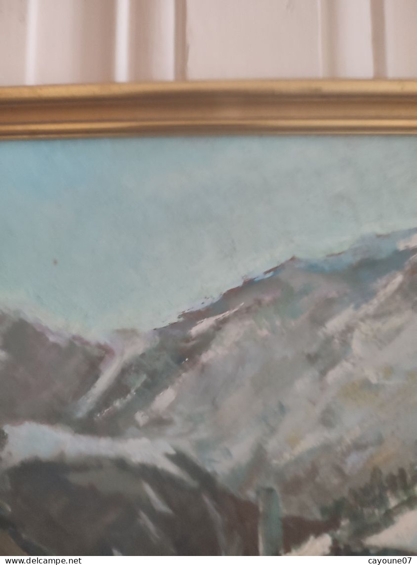 Fernand PROUST (XXeme) huile sur isorel "Alpes d'Huez"  mars 1961