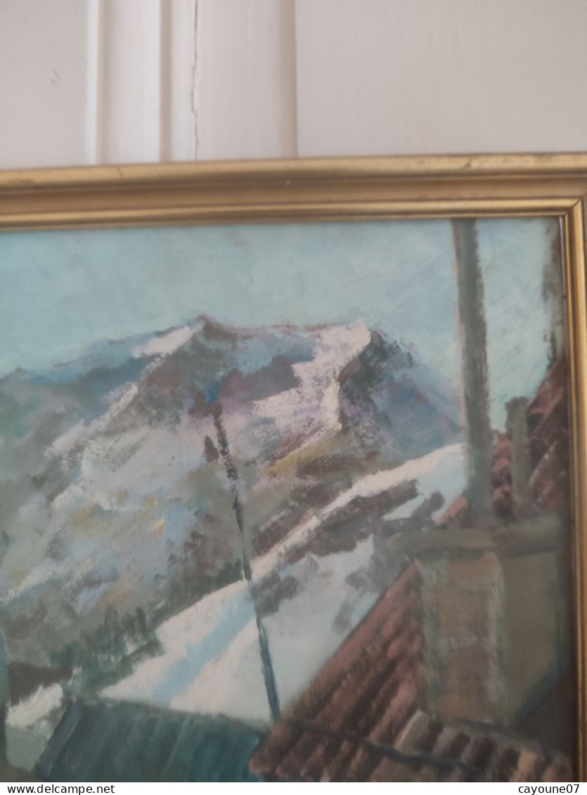 Fernand PROUST (XXeme) huile sur isorel "Alpes d'Huez"  mars 1961