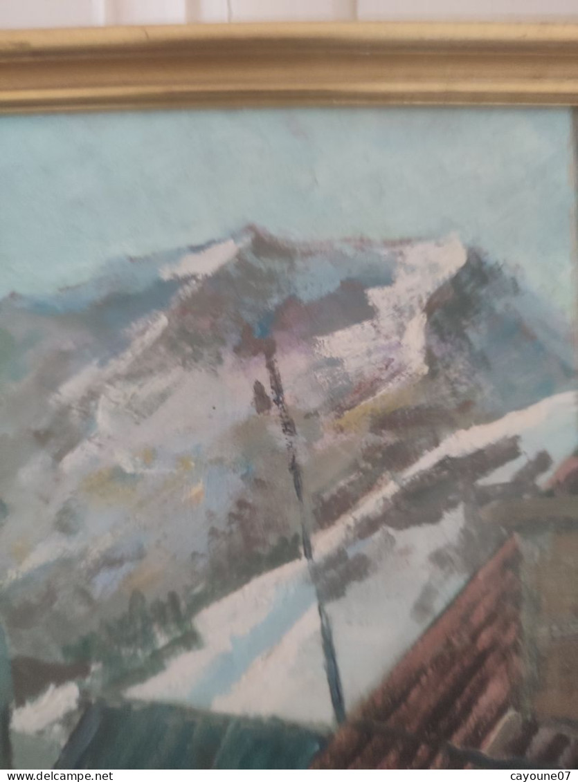 Fernand PROUST (XXeme) huile sur isorel "Alpes d'Huez"  mars 1961