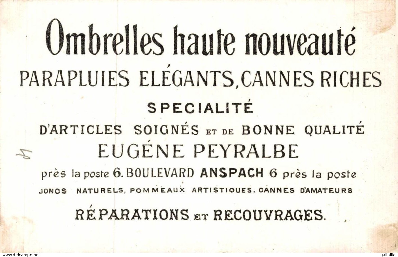 CHROMO PARAPLUIES EUGENE PEYRALBE BRUXELLES MUSICIEN NOIR VIOLON - Otros & Sin Clasificación