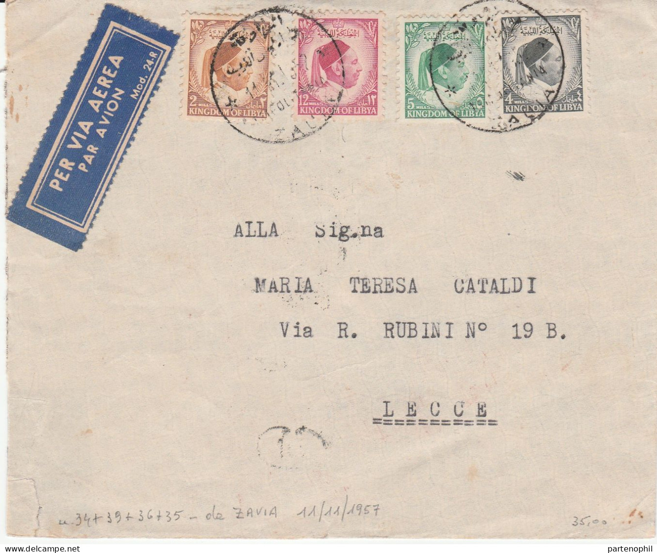 Libia Libya Libyen 1957  - Postal History - Postgeschichte - Storia Postale - Histoire Postale - Libye