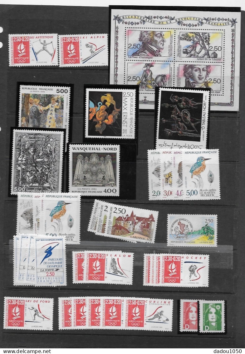 89  Timbres Neufs France 1991,vendus 1/3 Catalogue Y T 2014 - Unused Stamps