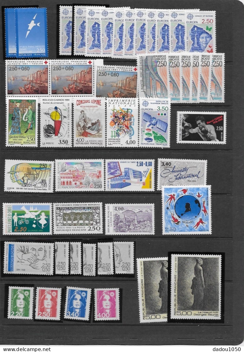 89  Timbres Neufs France 1991,vendus 1/3 Catalogue Y T 2014 - Unused Stamps