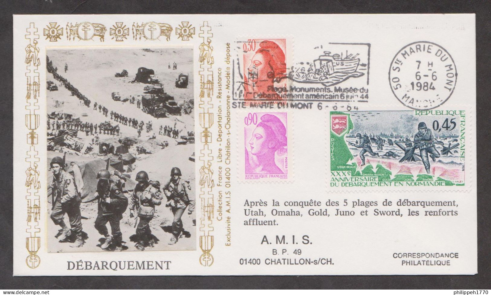 ENVELOPPE DEBARQUEMENT-UTAH BEACH-Ste MARIE DU MONT-LOT 2. - Non Classificati