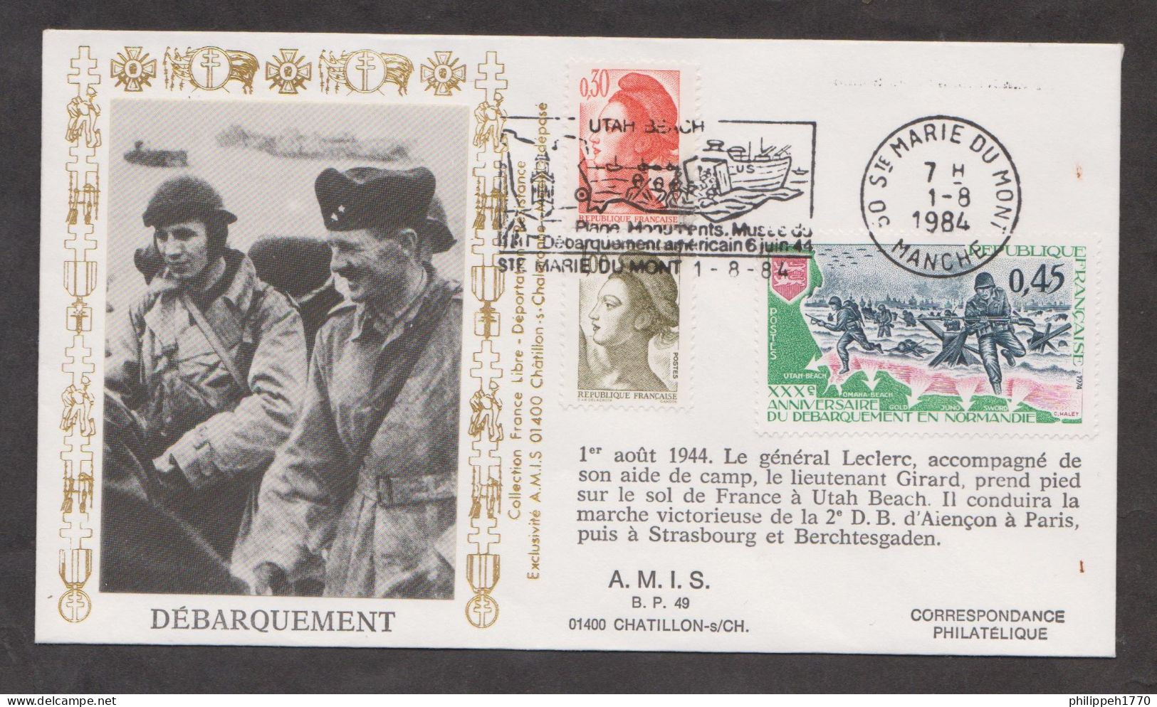 ENVELOPPE DEBARQUEMENT-UTAH BEACH-Ste MARIE DU MONT-LOT 2. - Non Classificati