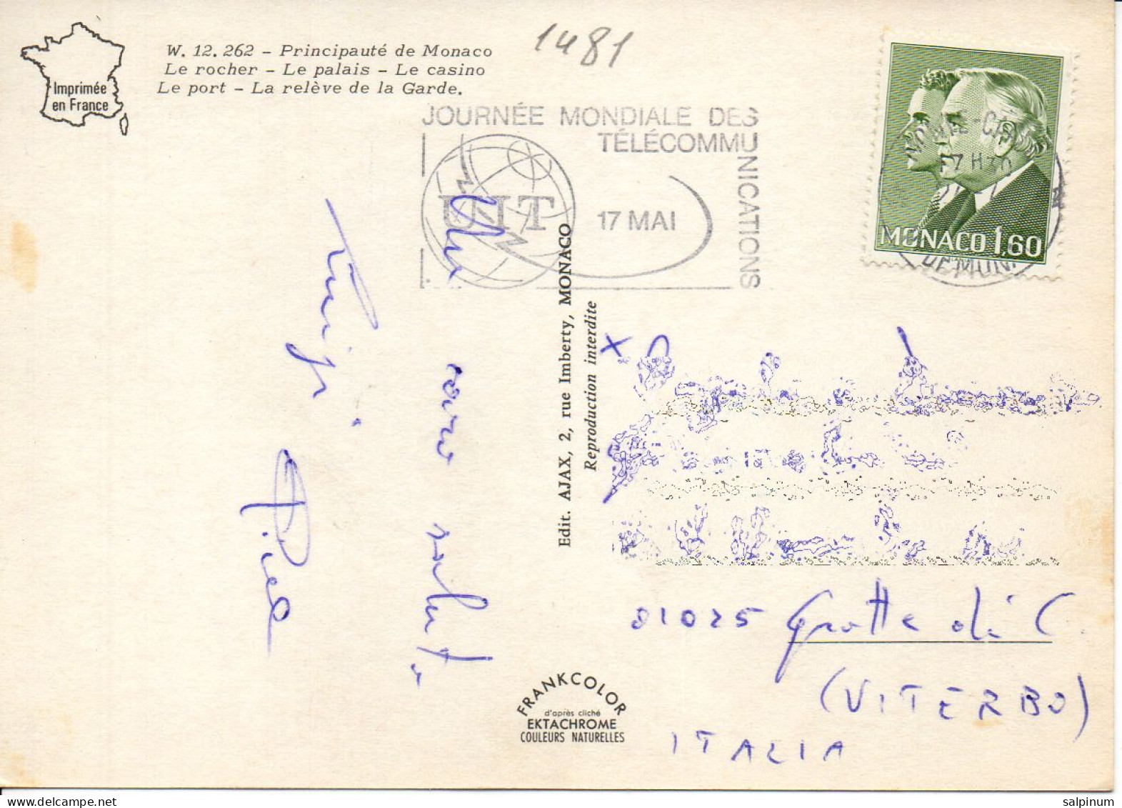 Philatelic Postcard With Stamps Sent From PRINCIPALITY OF MONACO To ITALY - Brieven En Documenten