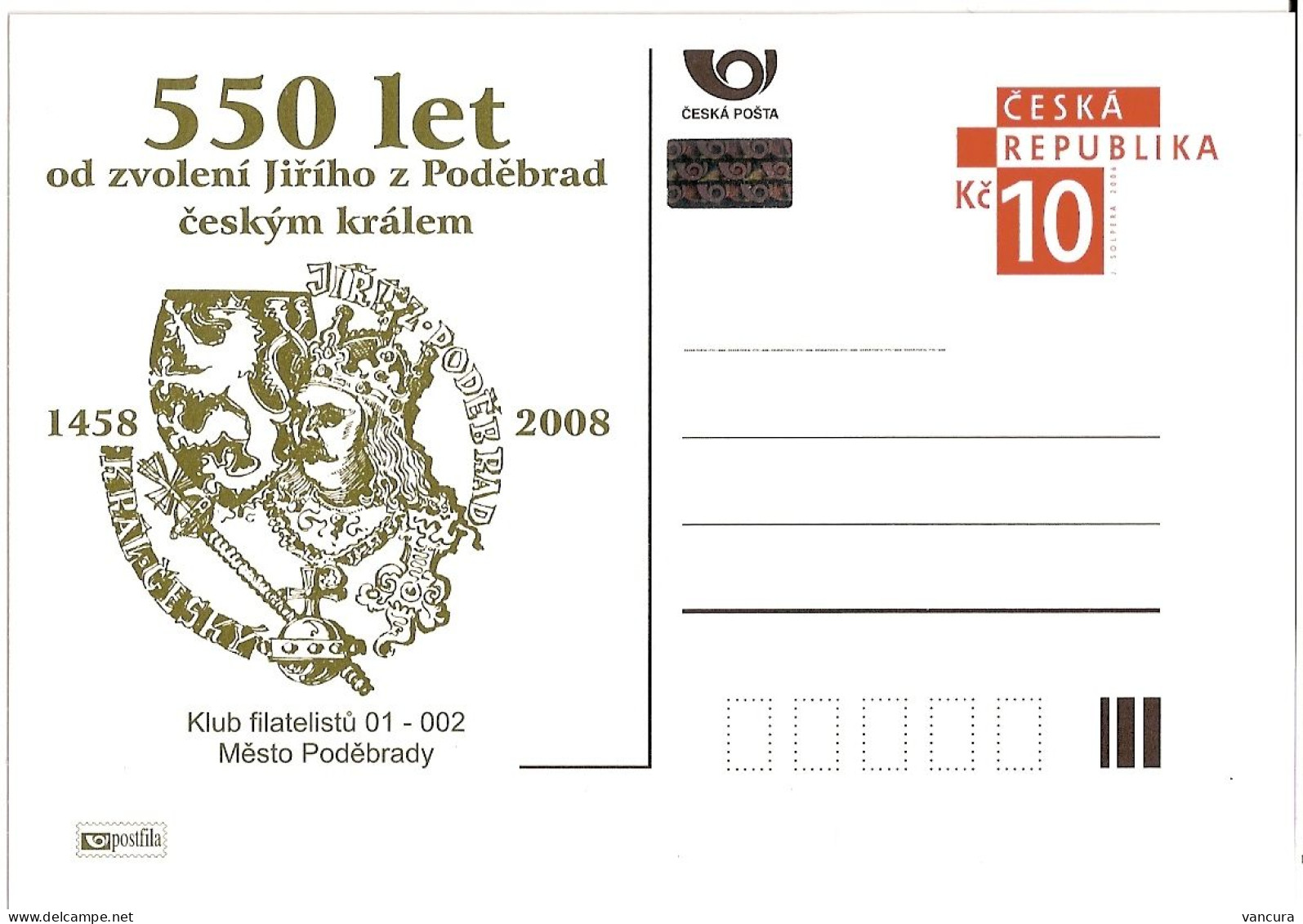 CDV A 152 Czech Republic King George Of Podebrady 2008 Heraldic Lion - Postcards