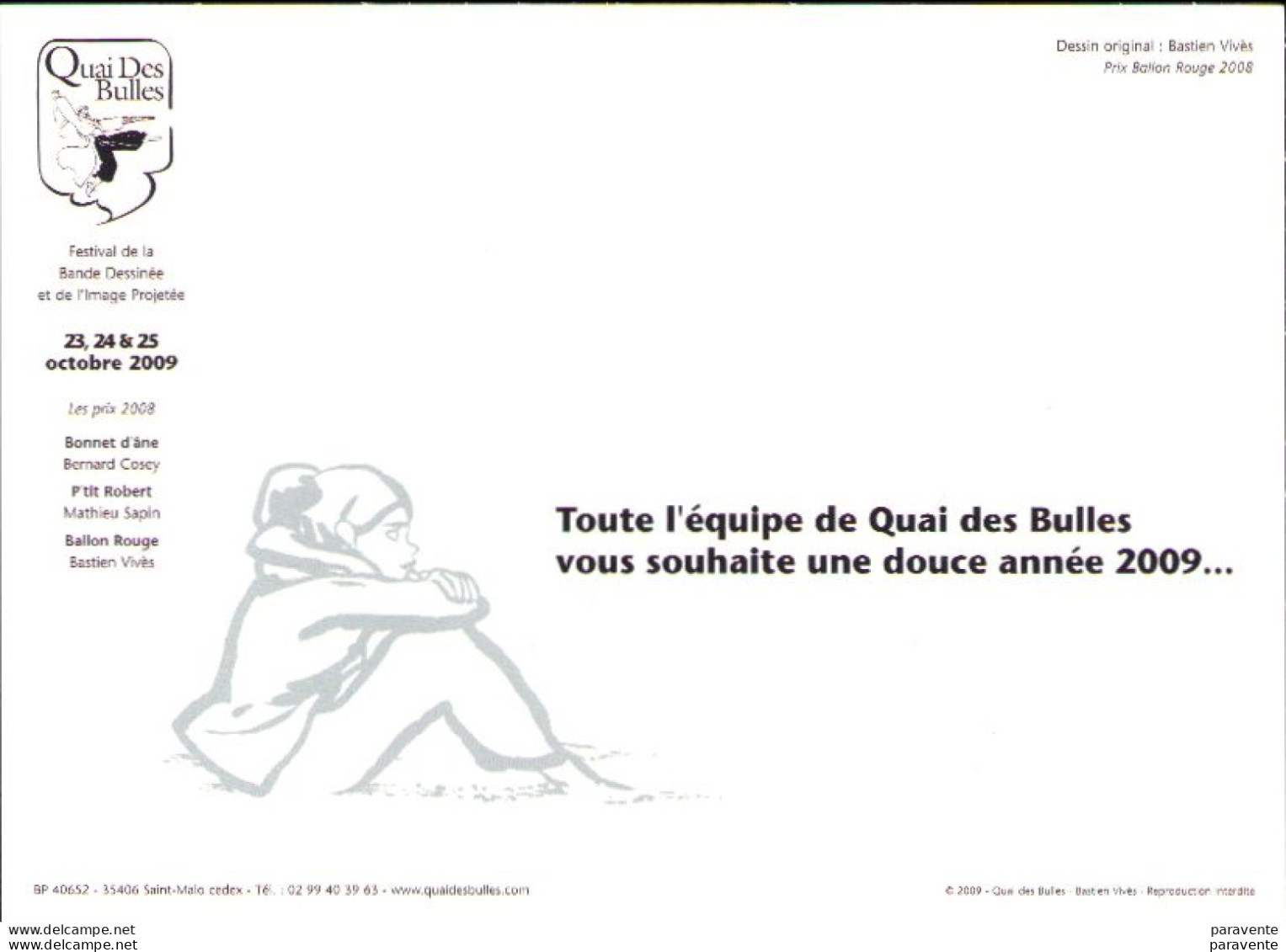 VIVES : Carte De Voeux QUAI DES BULLES 2009 - Cartoline Postali
