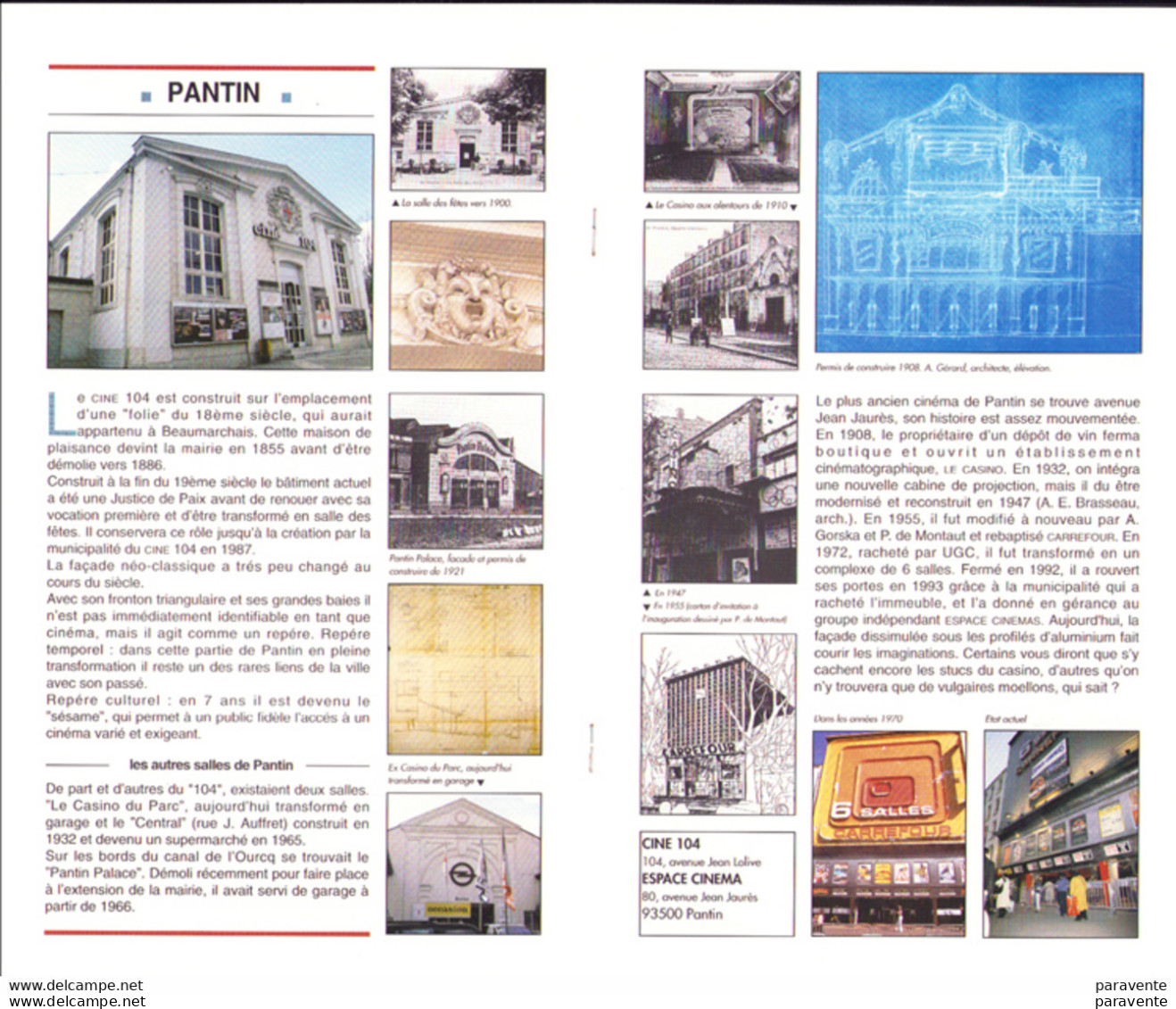 WINTZ : Plaquette ARCHTECTE DES CINEMAS DE SEINE SAINT DENIS 1994 ( Rosny Sous Bois , Neuilly Plaisance , Pantin , Romai - Otros & Sin Clasificación