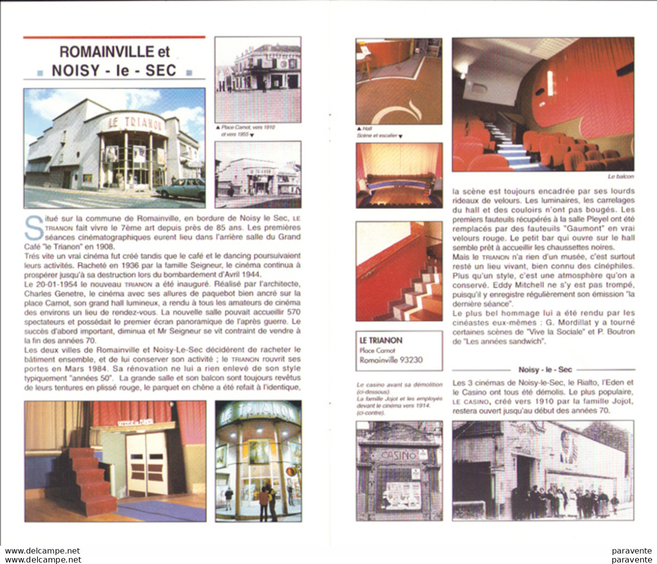 WINTZ : Plaquette ARCHTECTE DES CINEMAS DE SEINE SAINT DENIS 1994 ( Rosny Sous Bois , Neuilly Plaisance , Pantin , Romai - Autres & Non Classés
