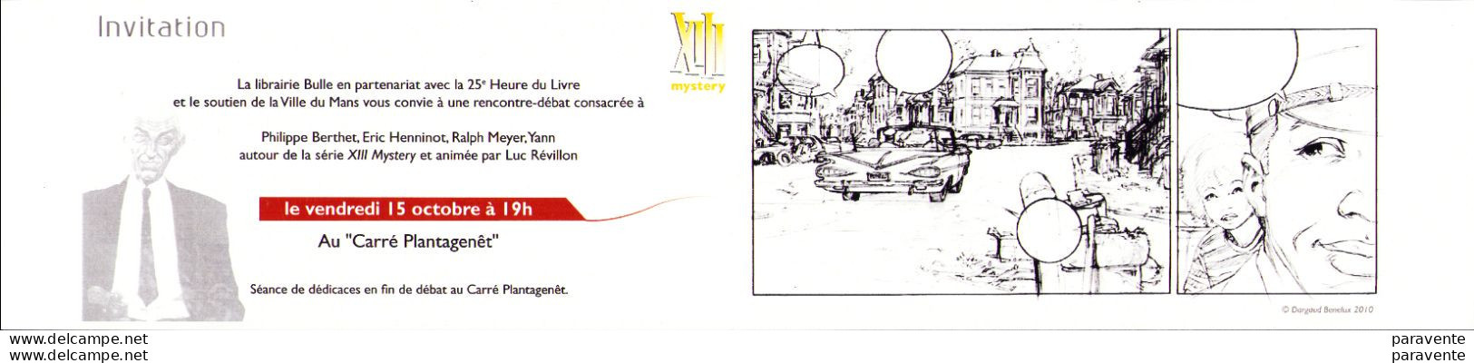 BERTHET HENNINOT MEYER YANN : Carte Invitation Dédicace Librairie BULLE LeMans - Postcards