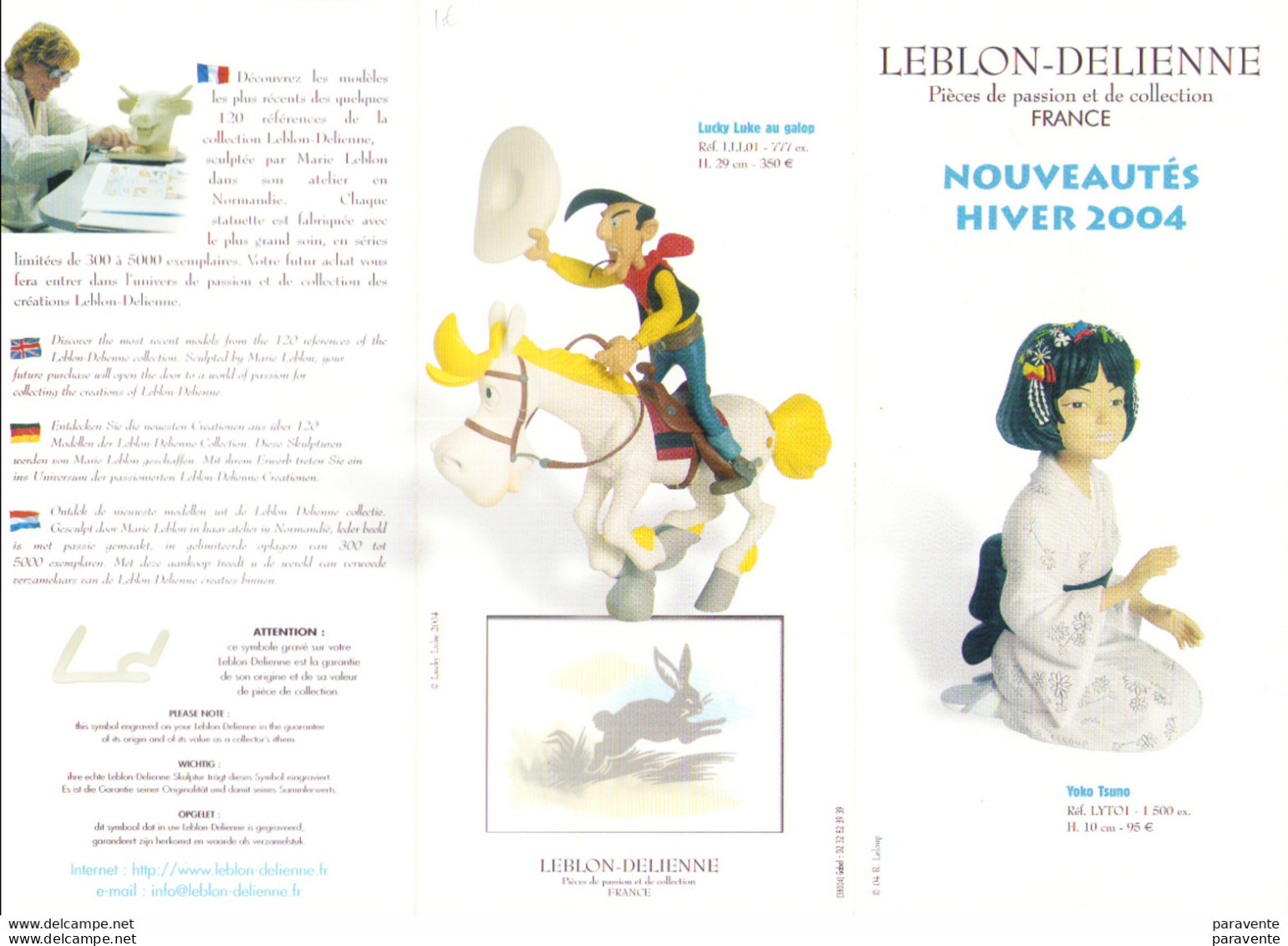 YOKO TSUNO - LUCKY LUKE - BECASSINE - IZNOGOUD : Depliant Leblon Delienne Hiver 2004 - Advertentie