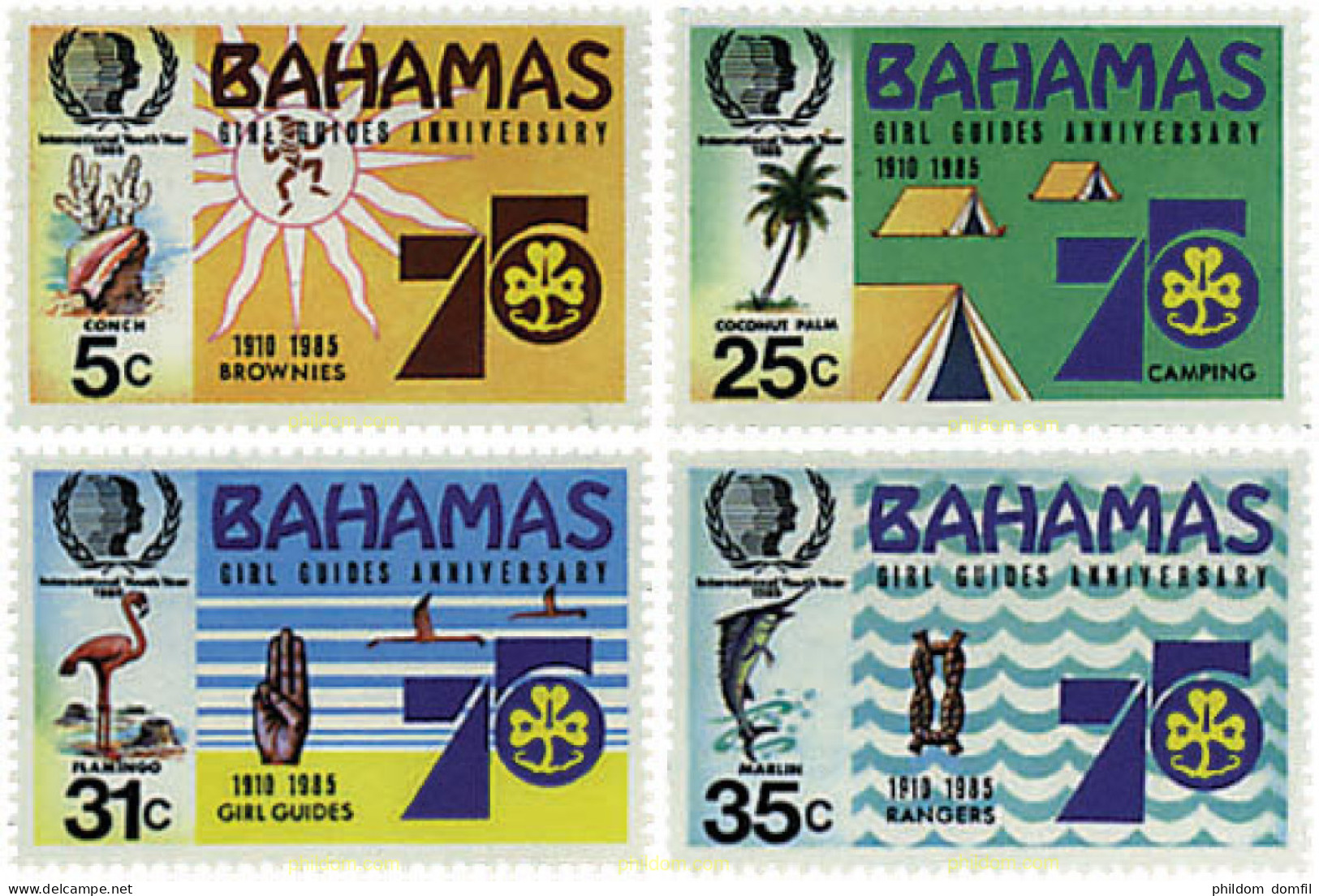 727843 HINGED BAHAMAS 1985 75 ANIVERSARIO DEL ESCULTISMO - Bahama's (1973-...)