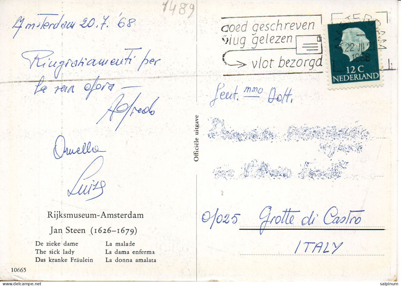 Philatelic Postcard With Stamps Sent From HOLLAND To ITALY - Lettres & Documents