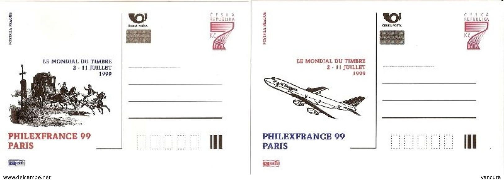 CDV A 46-7 Czech Republic Philexfrance 1999 Coach Airplane - Postcards