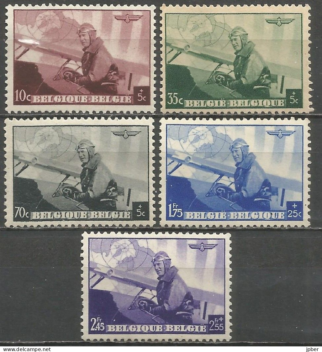 Belgique - Roi Léopold III Aviateur - N°466à470 * - Unused Stamps