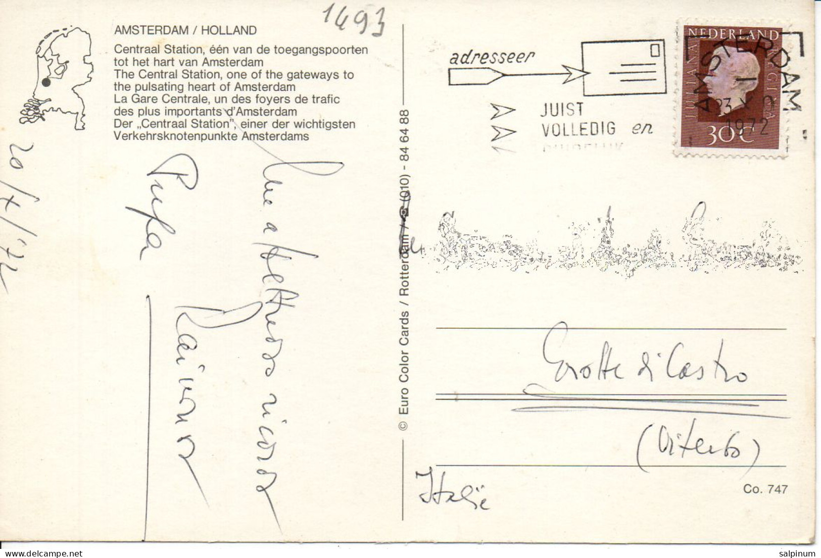 Philatelic Postcard With Stamps Sent From HOLLAND To ITALY - Briefe U. Dokumente
