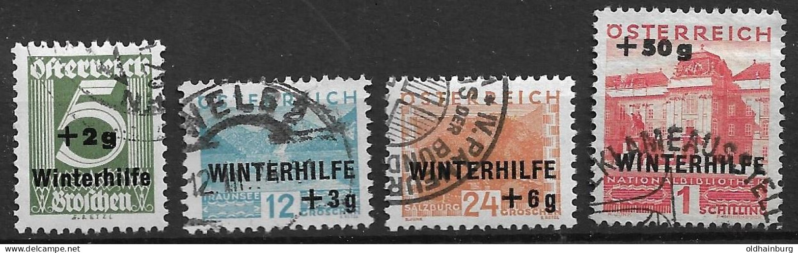 Österreich 1933: ANK 563- 566 O, Serie Winterhilfe 1 (100.-) - Gebraucht