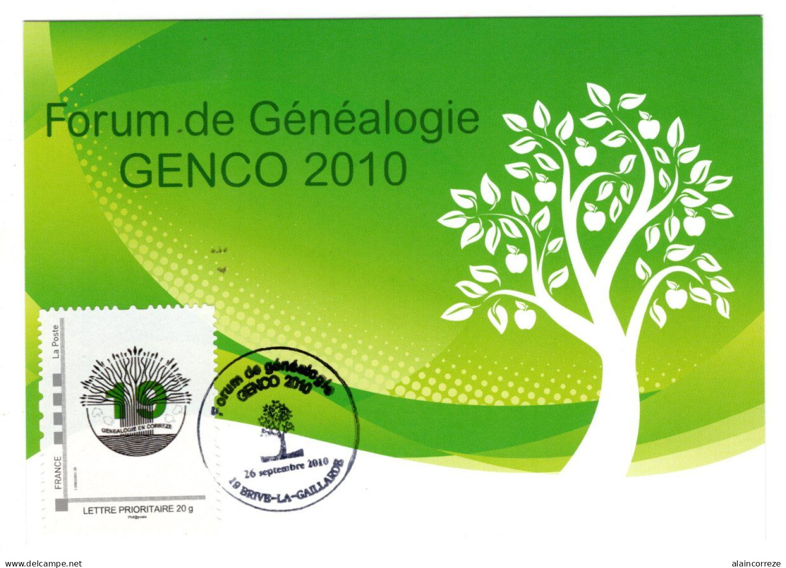 Carte Maximum Corrèze Brive GENCO 2010 Forum Généalogie Montimbramoi Feuille D'arbre - 2010-2019