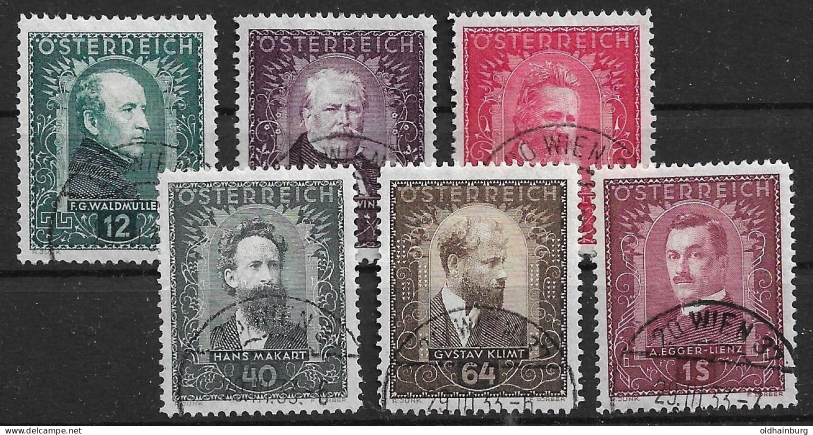 Österreich 1932: ANK 545- 550 O, Serie Österreichische Maler (500.-) - Used Stamps