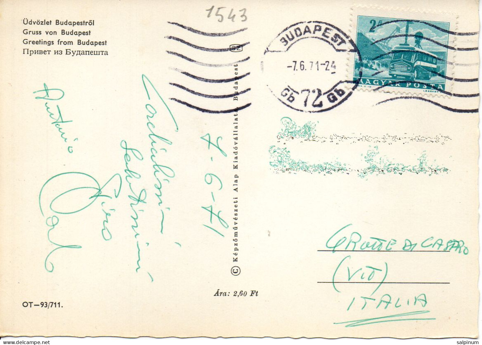 Philatelic Postcard With Stamps Sent From HUNGARY To ITALY - Lettres & Documents