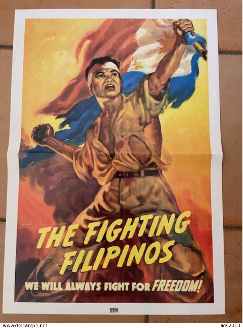 AFFICHE POSTER 1940-45 : The Fighting Filipinos,   35 CM X 50 CM AFFICHE POSTER : Reproductie - Posters