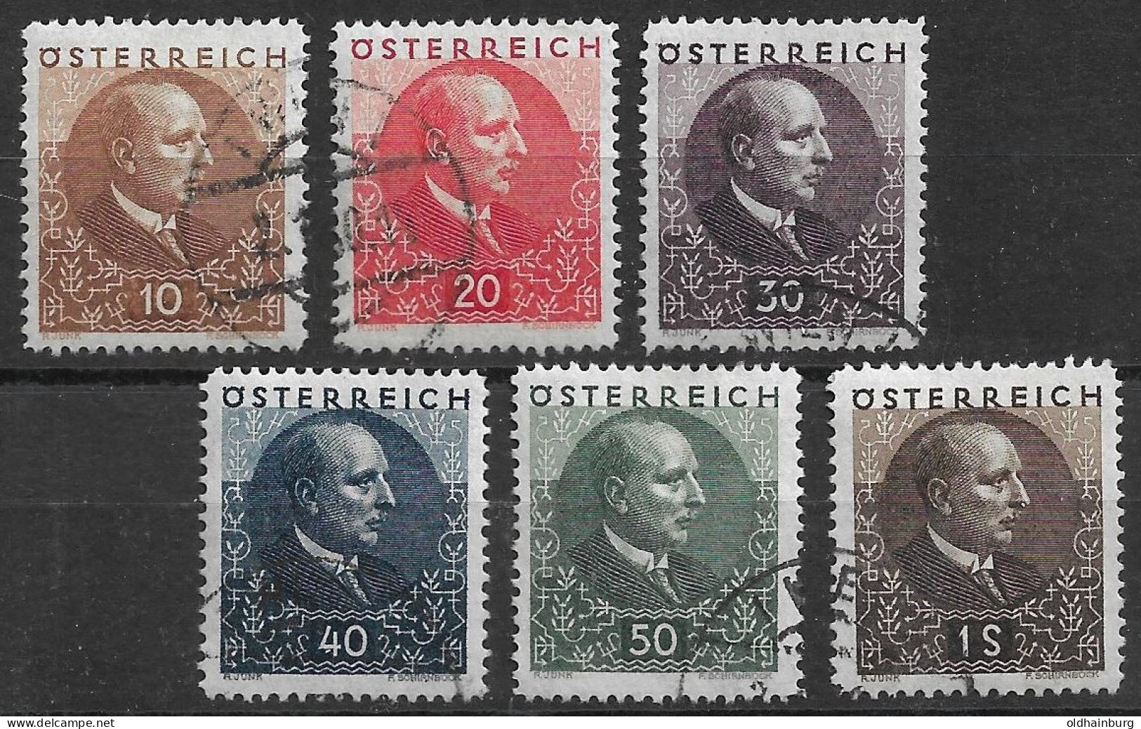 Österreich 1930: ANK 512- 517 O, Serie Wilhelm Miklas (210.-) - Gebruikt