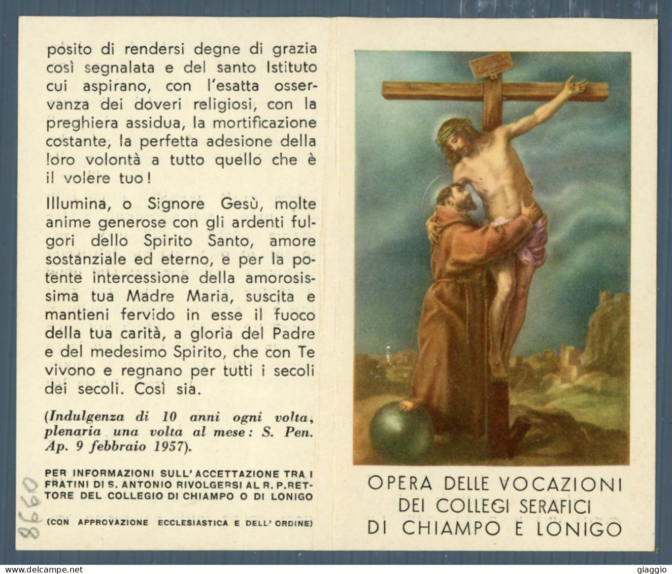 °°° Santino N. 8660 - Opera Delle Vocazioni Dei Collegi Serafici Di Chiampo E Lonigo °°° - Religione & Esoterismo