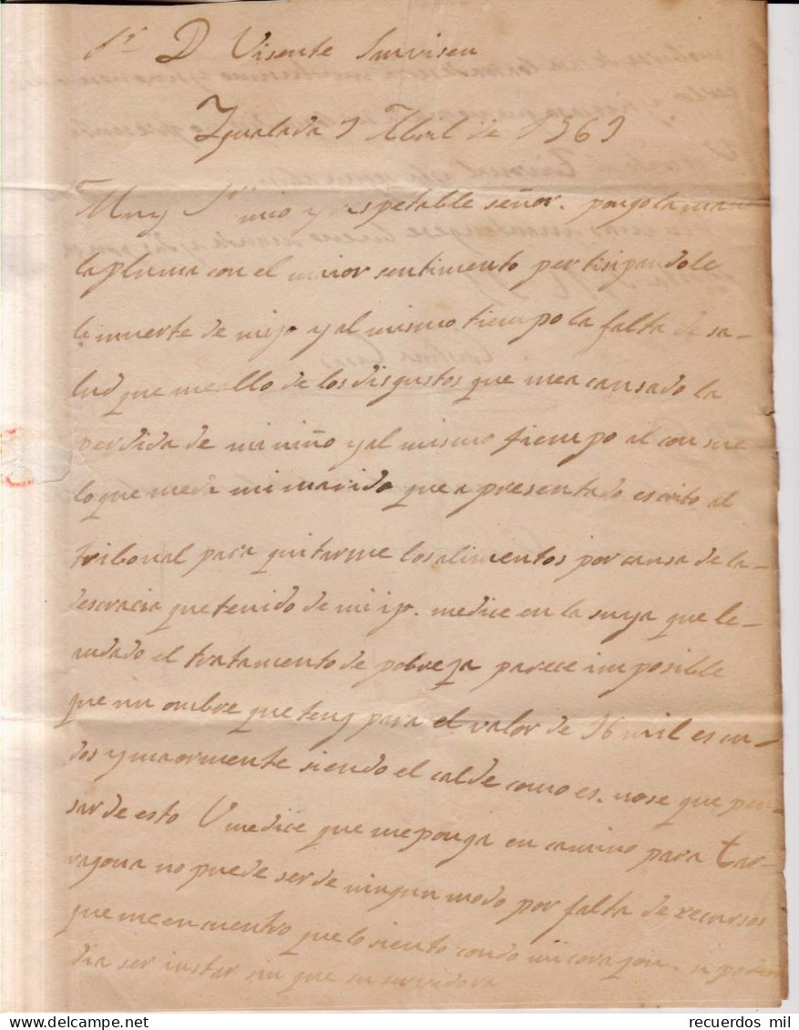 Año 1868 Edifil 98 Isabel II Carta Matasellos Ygualada Barcelona Cristina Casas Curioso Escrito - Brieven En Documenten