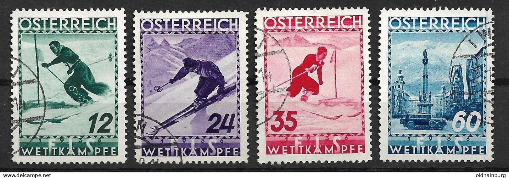 Österreich 1936: ANK 623- 626 O, Serie FIS II Innsbruck (180.-) - Gebruikt