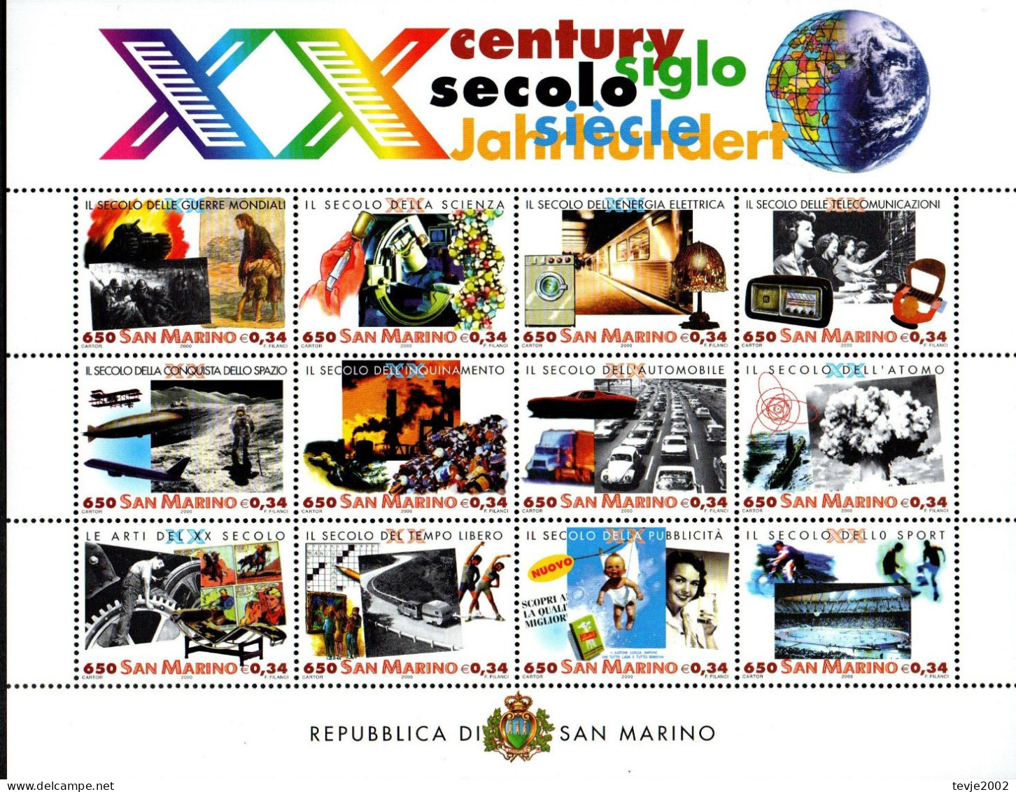 San Marino 2000 - Mi.Nr. 1871 - 1882 Kleinbogen - Postfrisch MNH - Blocs-feuillets