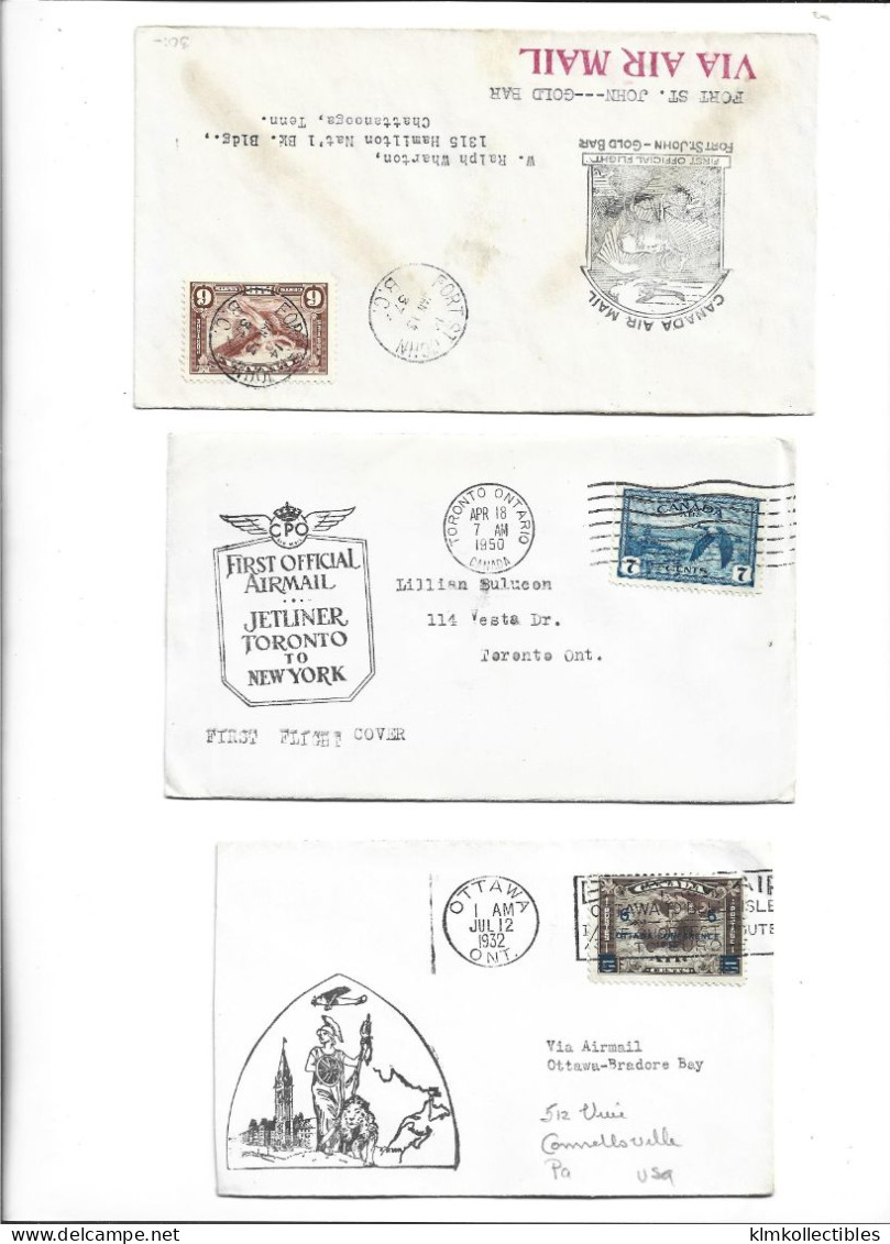 CANADA - POSTAL HISTORY LOT 3 COVERS - AIRMAIL FIRST FLIGHT - Otros & Sin Clasificación