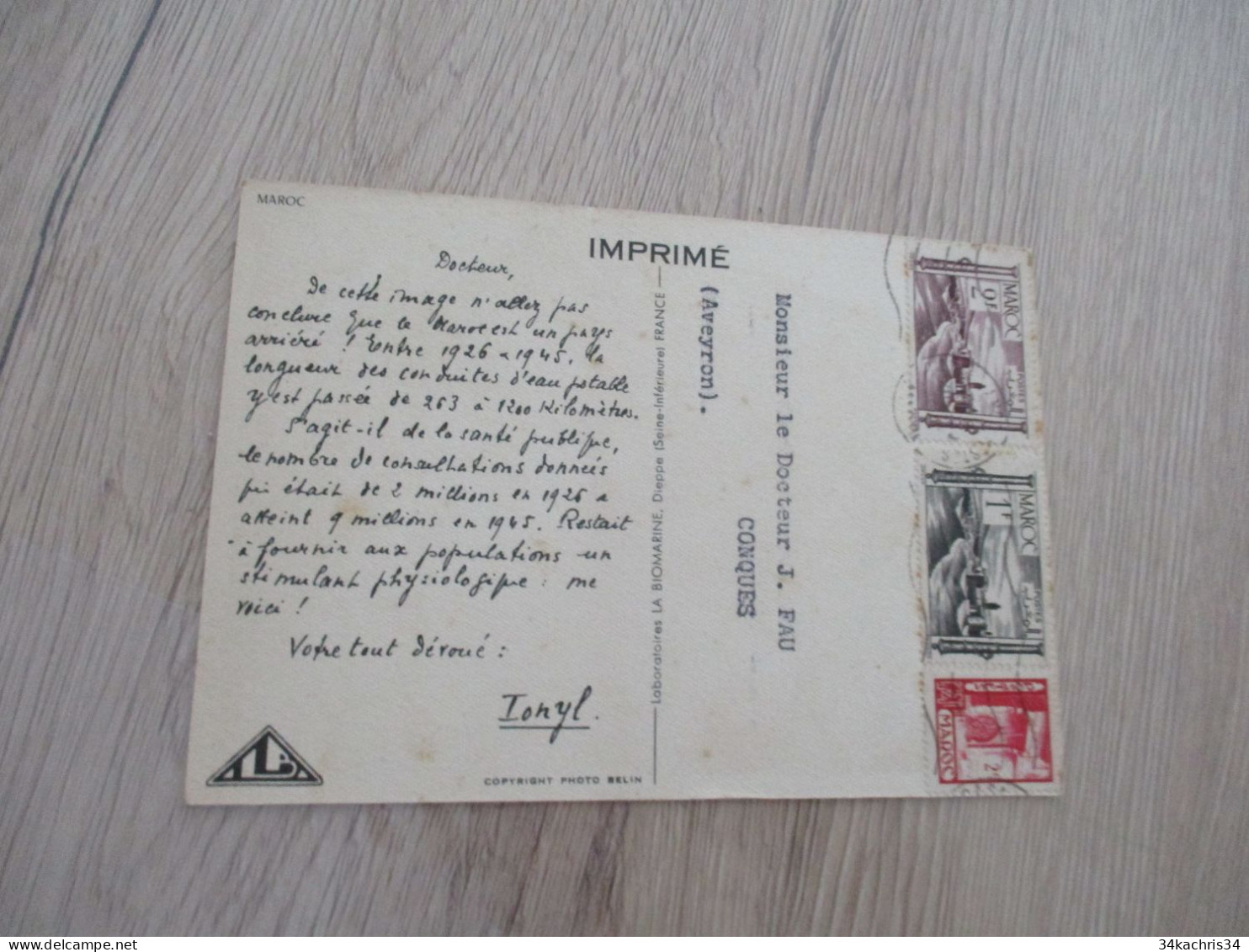 Sur CPA Pub Ionyl 3 TP Maroc  Circulée Musicien - Cartas & Documentos