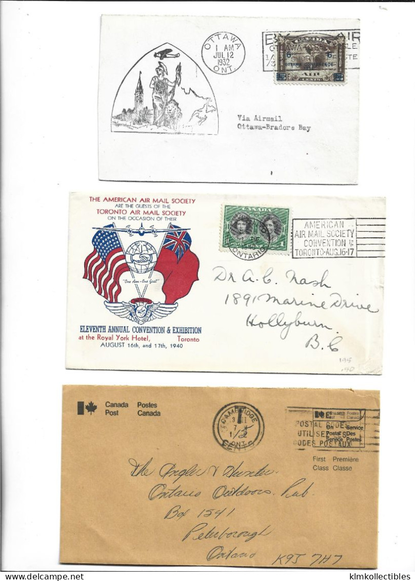 CANADA - POSTAL HISTORY LOT 3 COVERS - AIRMAIL FIRST FLIGHT - Otros & Sin Clasificación