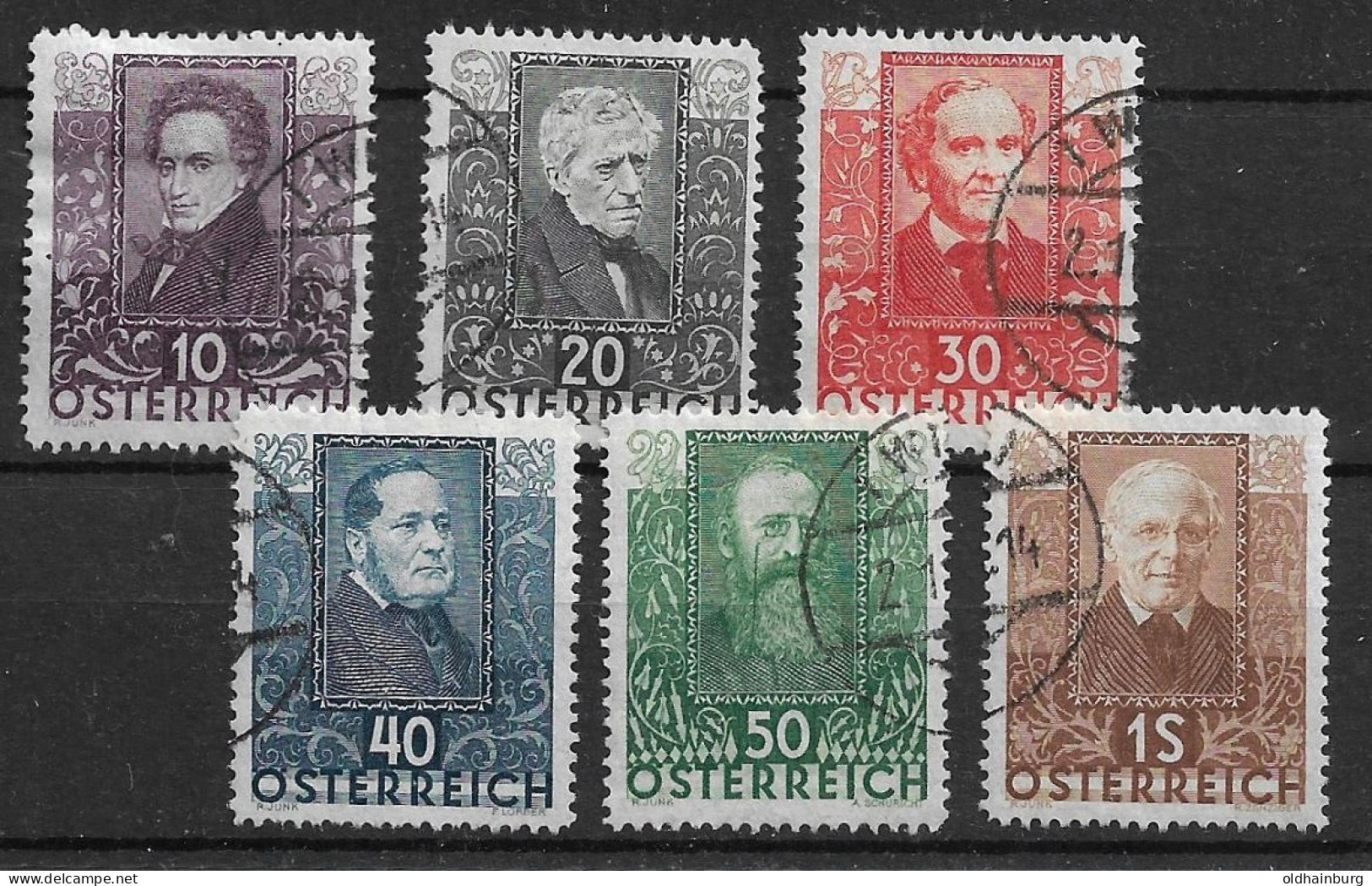 Österreich 1931: ANK 524- 529 O, Serie Österreichische Dichter (300.-) - Gebraucht