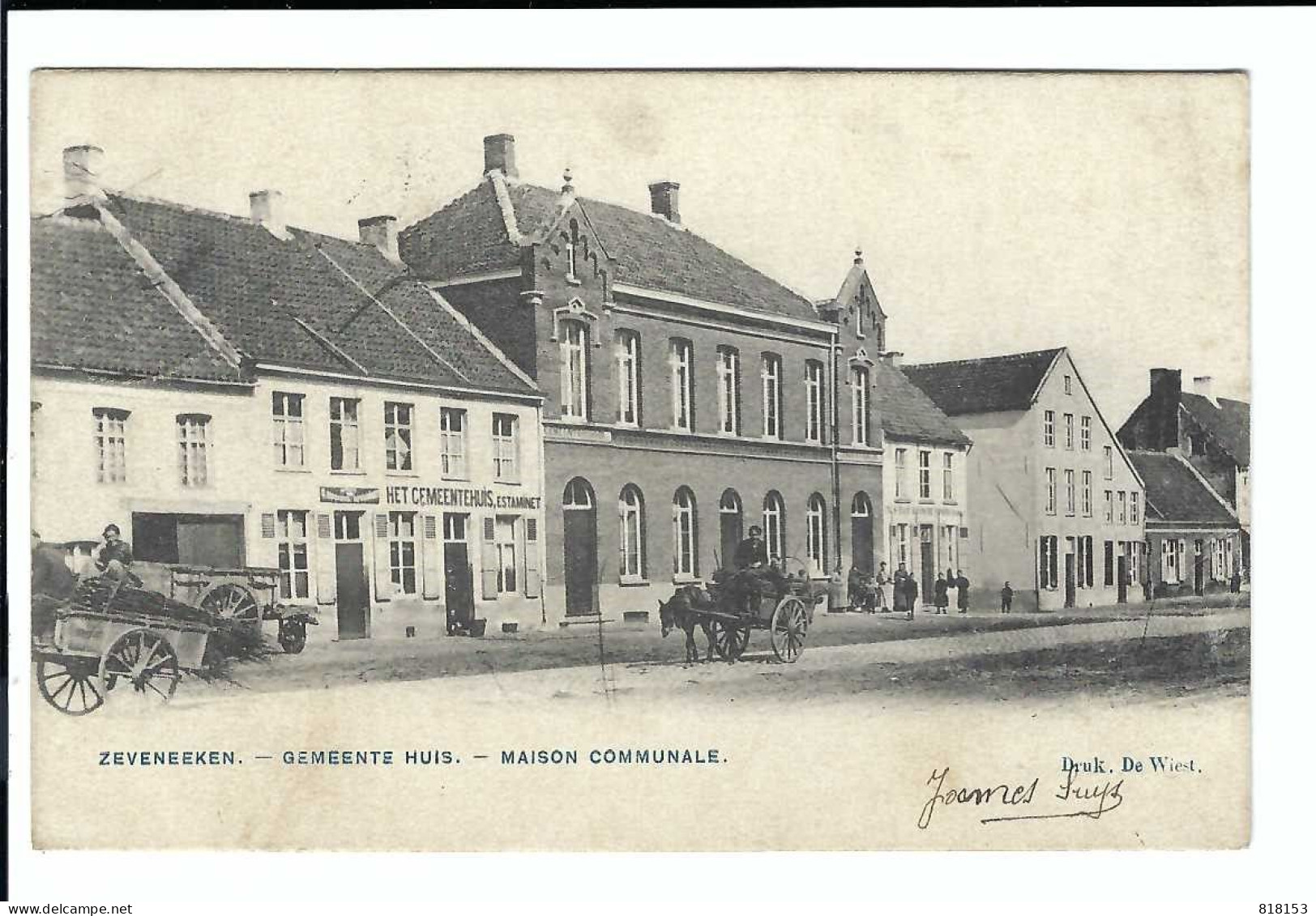 Zeveneken   ZEVENEEKEN - GEMEENTTEHUIS - MAISON COMMUNALE  1905 (met Sterstempel) - Lochristi