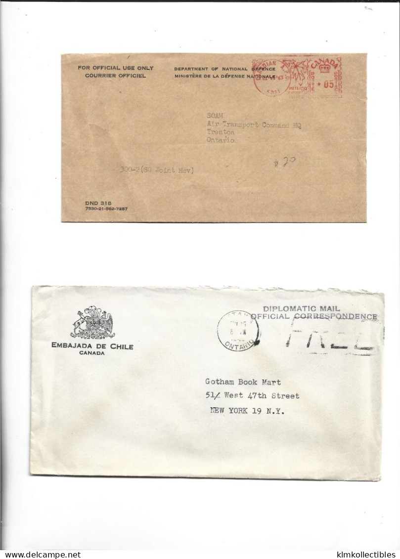 CANADA - POSTAL HISTORY LOT - OFFICIAL CHILE DIPLOMATIC MAIL POSTAGE FREE - Otros & Sin Clasificación