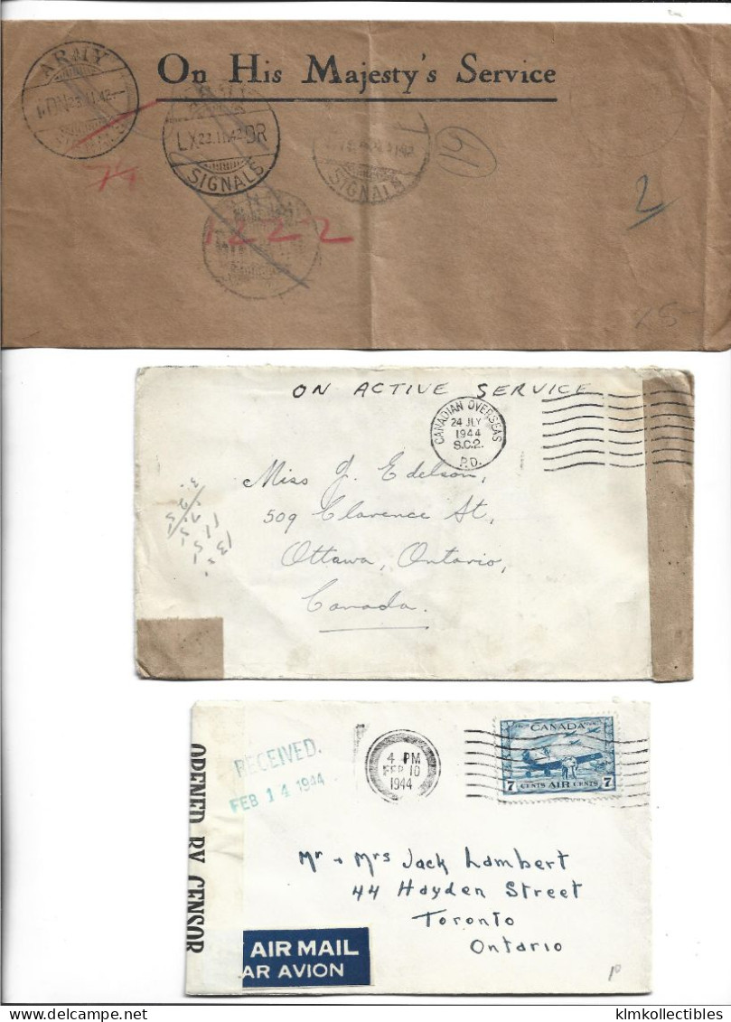 CANADA - POSTAL HISTORY LOT - CENSORED ARMY MILITARY - Other & Unclassified