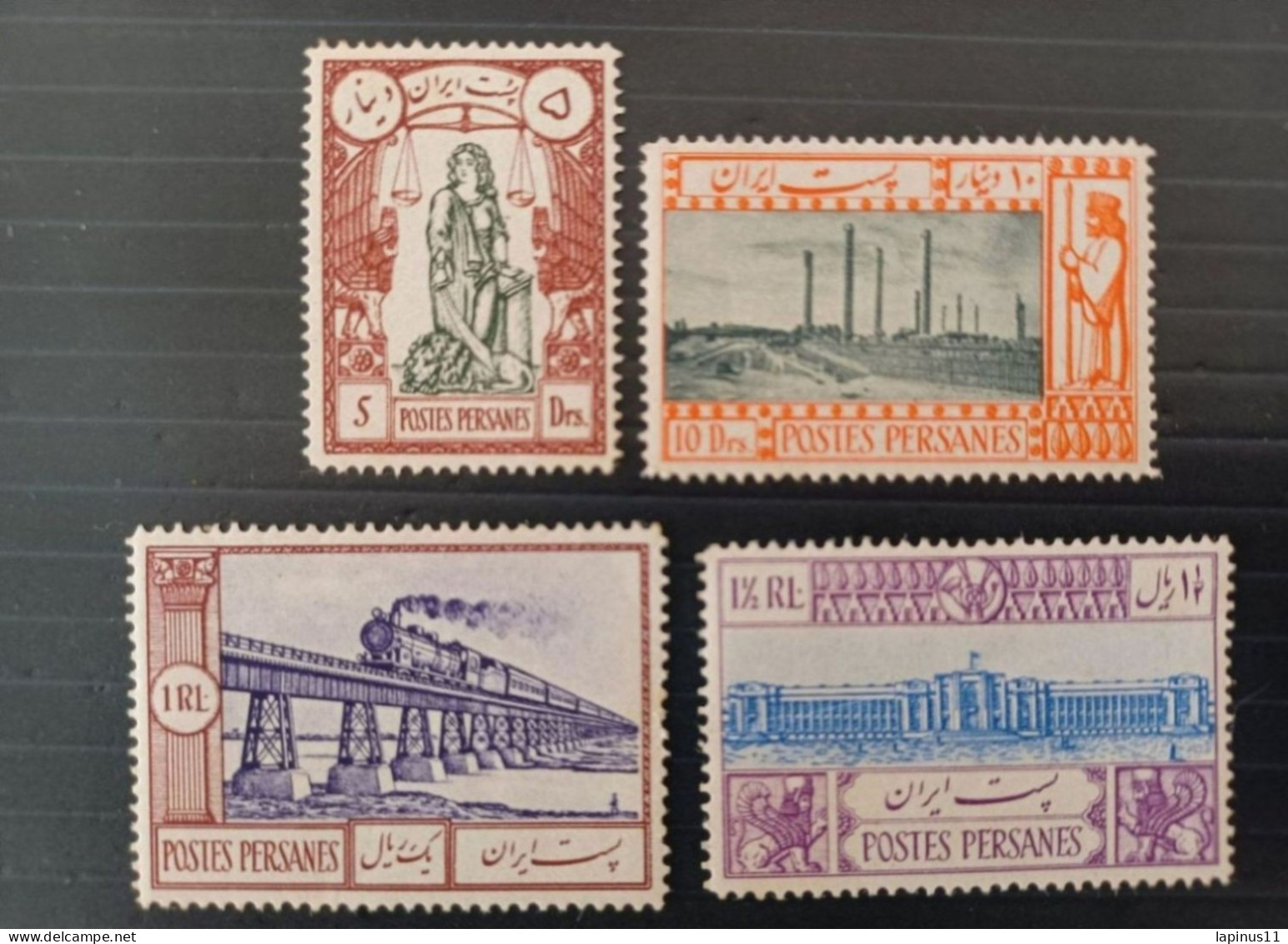 IRAN PERSIA ایران SHUTTERS SHUTTERS 1935 RAILWAY BRIDGE POST OFFICE CUSTOMS BUILDING CAT SCOTT No. 786-787-793-794 MNH - Iran