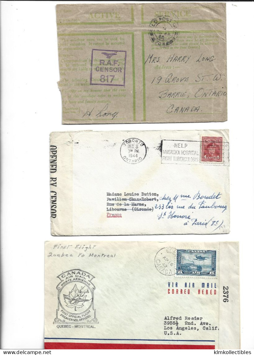 CANADA - POSTAL HISTORY LOT - CENSORED ARMY MILITARY - Otros & Sin Clasificación